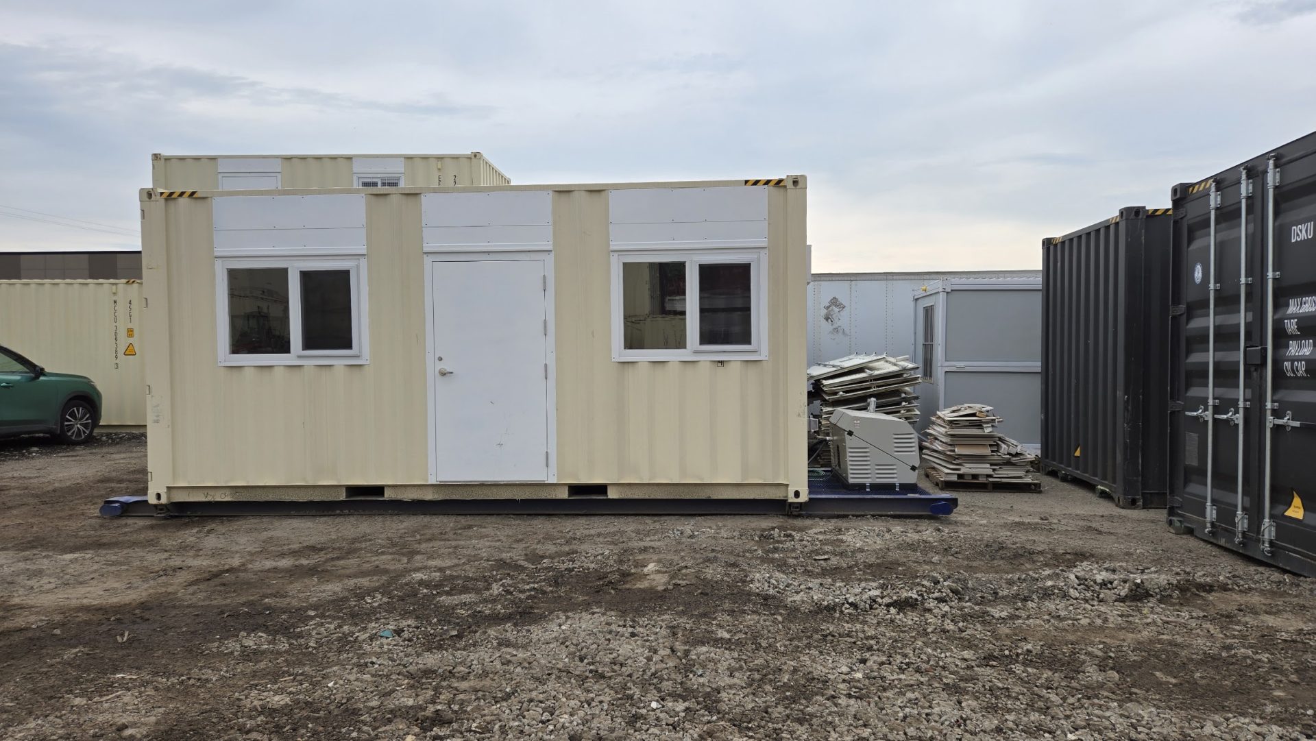 A fully modified container office unit, insulated and ready to deploy to a remote worksite in Northern Alberta.
